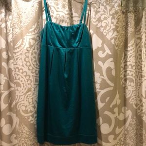 Emerald green satin dress